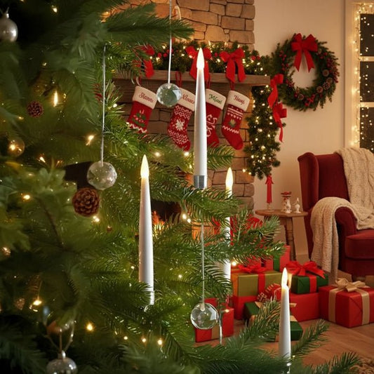 LED Flameless Candle Set - Safe Flickering Decor for Christmas Tree & Holiday Ambiance 0