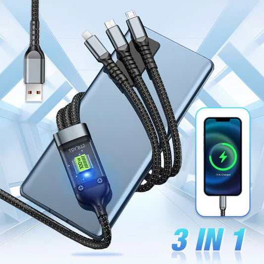 LIGHTLINK – Transparent 3-in-1 Super Fast Charging Cable with LED Glow 0
