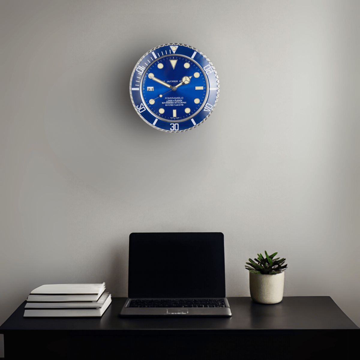 LUMISTEEL – Contemporary Silent Wall Clock with Luminous Hands 2