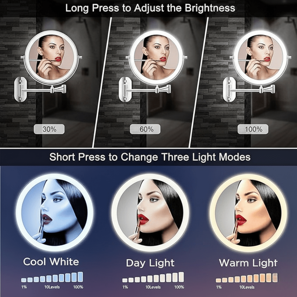 LUMIVIEW – Rechargeable LED Magnifying Mirror with Touch Control 5