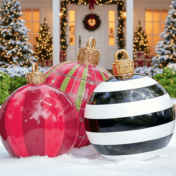 Large Weather-Resistant Christmas Baubles - PVC Holiday Decorations for Indoor & Outdoor Festive Decor 1