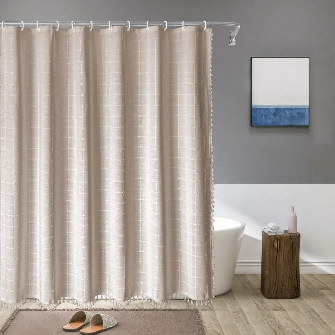 Liora Bohemian Farmhouse Shower Curtain with Waterproof Coating & Tassels 8