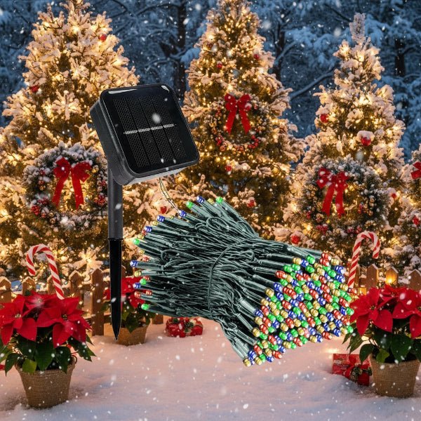LumièreJoyeuse - Solar LED Christmas Garland with 300 Lights & 8 Modes, Weatherproof Decor 3