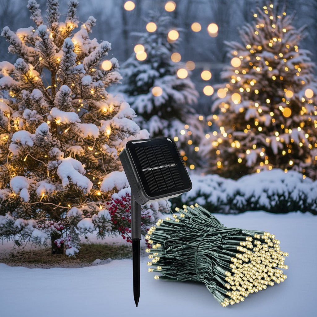 LumièreJoyeuse - Solar LED Christmas Garland with 300 Lights & 8 Modes, Weatherproof Decor 4
