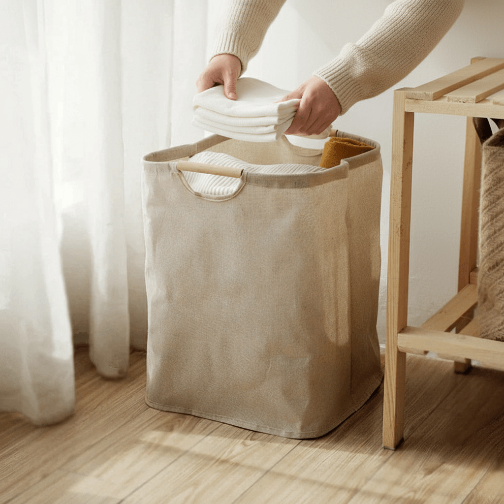 HarmonyWeave Basket – Elegant Organizer for Laundry & Storage