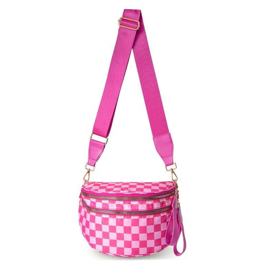 LuxeMosaic Iris Crossbody Bag | Stylish checkerboard purse with adjustable strap for everyday essentials 0