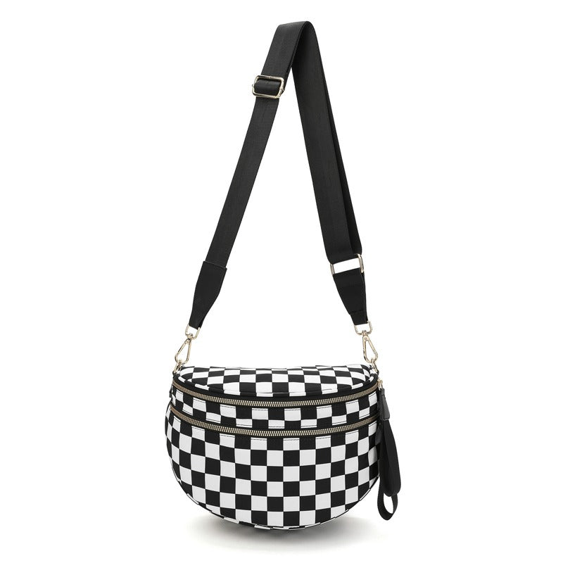 LuxeMosaic Iris Crossbody Bag | Stylish checkerboard purse with adjustable strap for everyday essentials 1