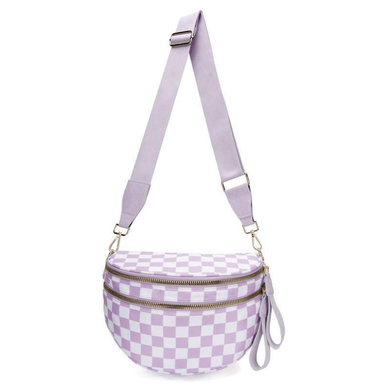 LuxeMosaic Iris Crossbody Bag | Stylish checkerboard purse with adjustable strap for everyday essentials 10
