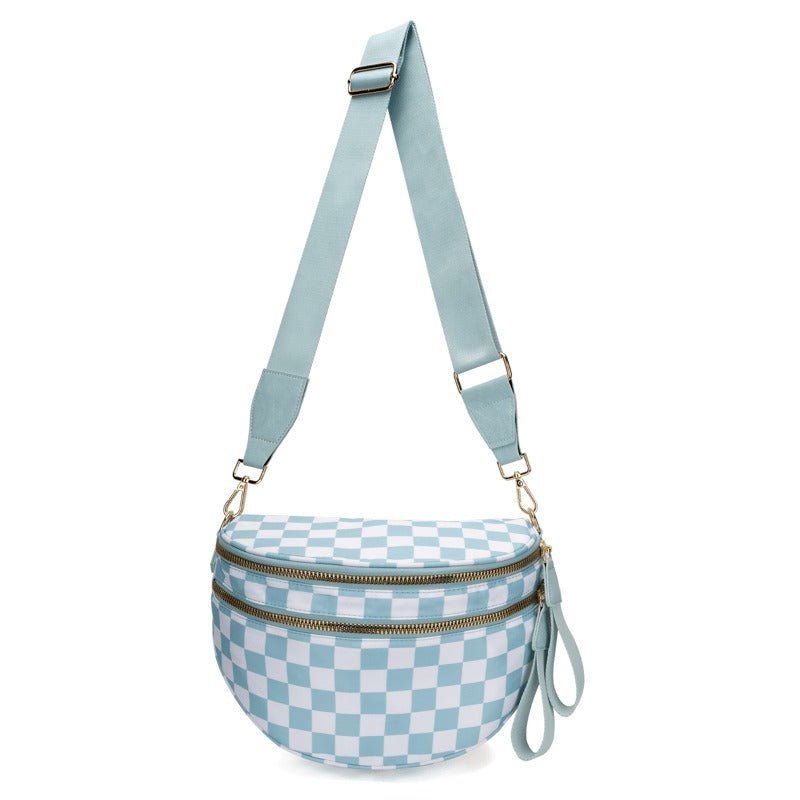 LuxeMosaic Iris Crossbody Bag | Stylish checkerboard purse with adjustable strap for everyday essentials 5