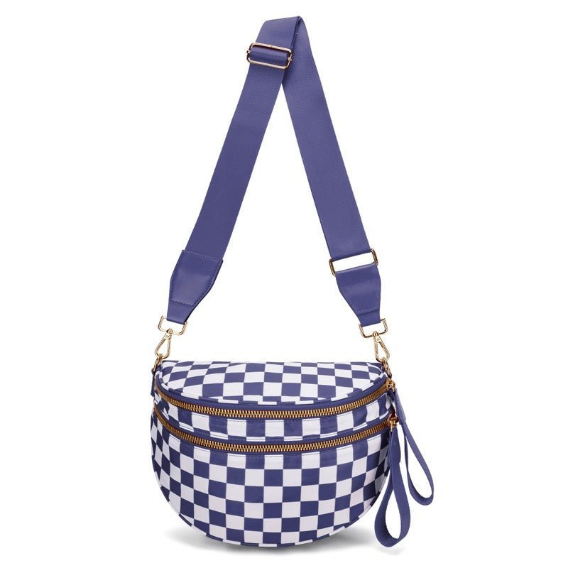 LuxeMosaic Iris Crossbody Bag | Stylish checkerboard purse with adjustable strap for everyday essentials 6