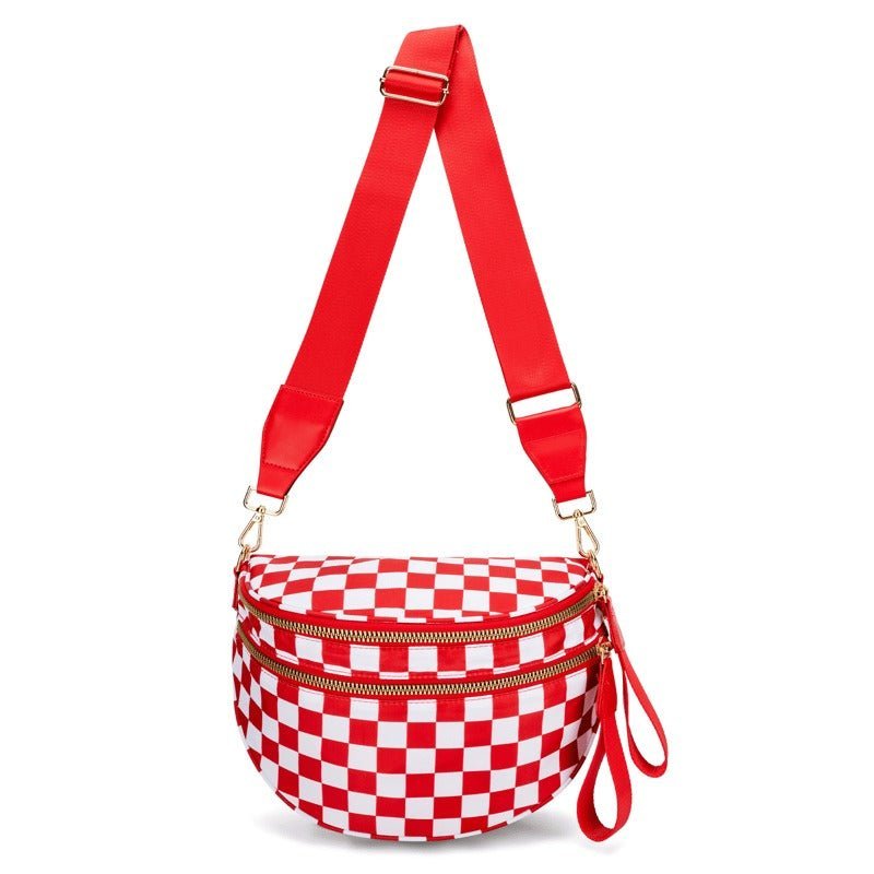 LuxeMosaic Iris Crossbody Bag | Stylish checkerboard purse with adjustable strap for everyday essentials 8