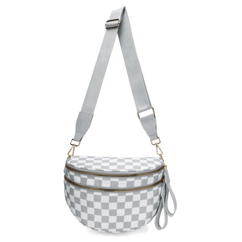 LuxeMosaic Iris Crossbody Bag | Stylish checkerboard purse with adjustable strap for everyday essentials 9