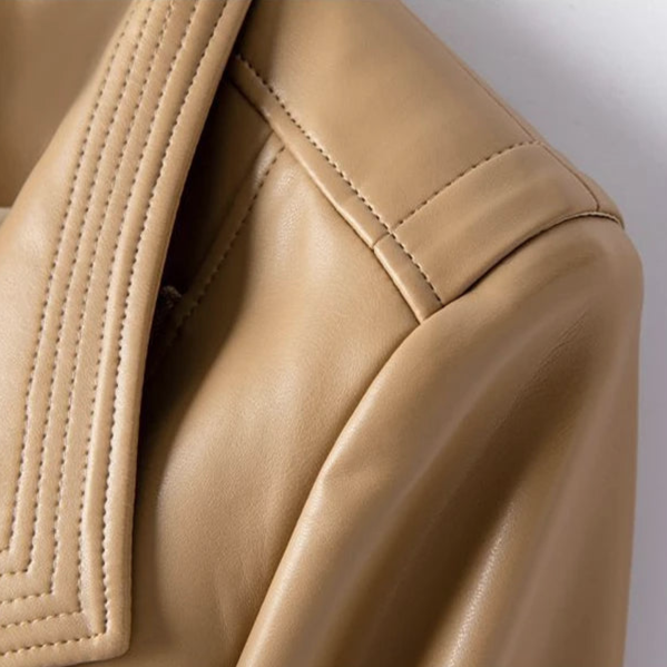 Marcella - Genuine Leather Jacket Women with Asymmetrical Zip & Structured V-Collar 7