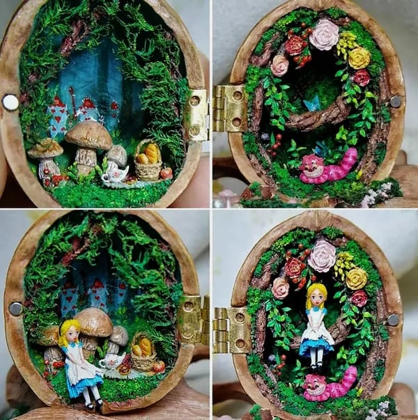 NATUREHAVEN – Handmade Walnut Shell Dollhouse for Unique Miniature Décor 2