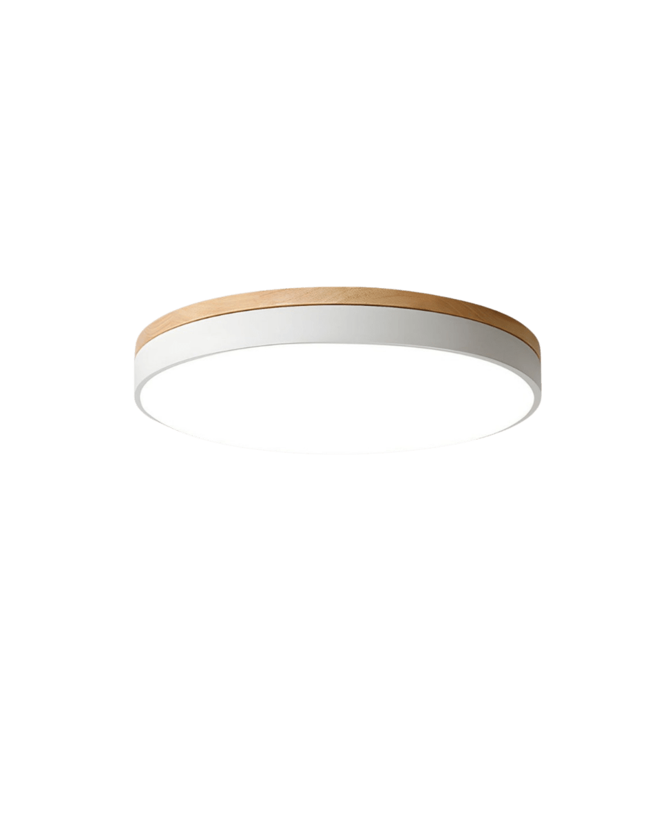 Nature's Glow - Modern LED Ceiling Light with Wood Accent & Green Band 0