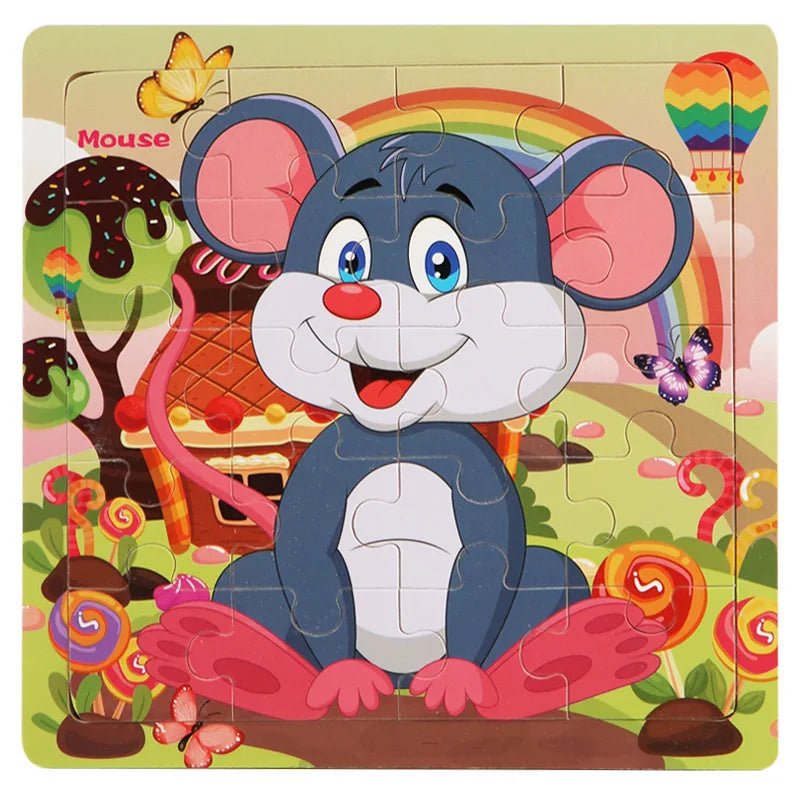New 20 Piece Wooden 3d Puzzle Cartoon Animal Vehicle Jigsaw Puzzle Montessori Educational Toys For Kids Baby 1 2 3 Years 11
