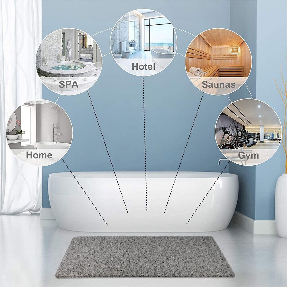 Non-Slip Shower Mat with Quick-Drying Drainage Design – Soft Loofah-Like Surface for Ultimate Comfort and Safety, 40x60 cm, Gray 5