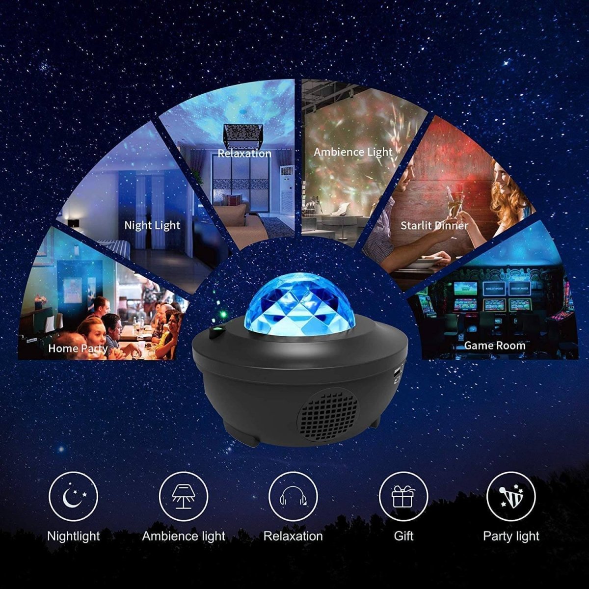 Nvroome - Portable Galaxy Projector with Bluetooth Speaker & Remote Control 7