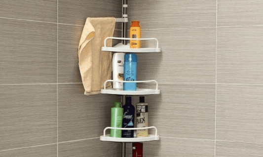 Organiva – Adjustable Bathroom Storage Shelf System with 4 Tiers and Drainage Holes