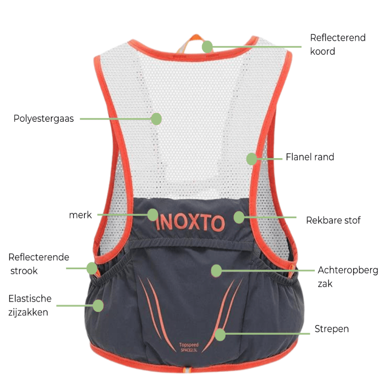 OutdoorHaven Trailrun Hydration Vest with 2 Soft Flasks and Reflective Stripes 5