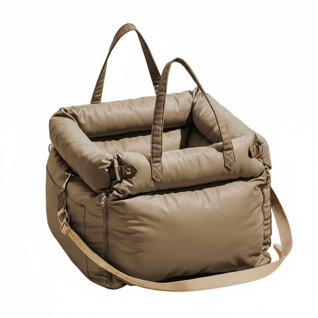 PAWLUXURY – Premium dog car seat with safety belt & elegant design