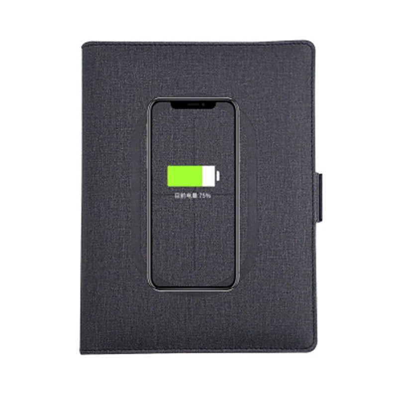 POWERFOLIO – A5 Leather Notebook with Built-in Wireless Charger 0
