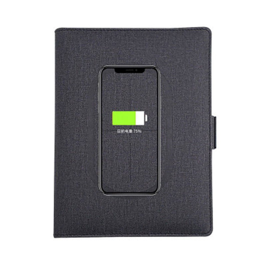 POWERFOLIO – A5 Leather Notebook with Built-in Wireless Charger 0