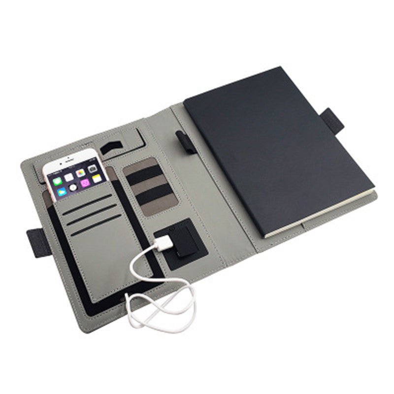 POWERFOLIO – A5 Leather Notebook with Built-in Wireless Charger 1