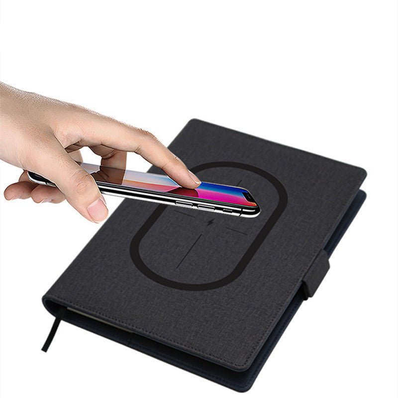 POWERFOLIO – A5 Leather Notebook with Built-in Wireless Charger 2