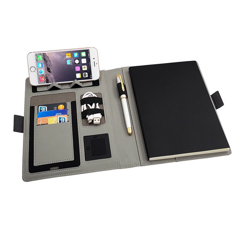 POWERFOLIO – A5 Leather Notebook with Built-in Wireless Charger 3