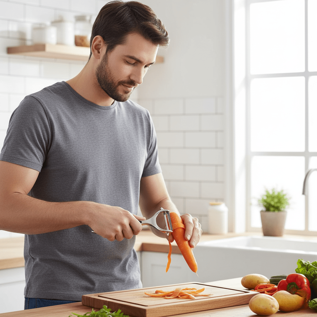 PeelMate Pro – Comfortable, Non-Slip Stainless Steel Peeler for Effortless Prep 1