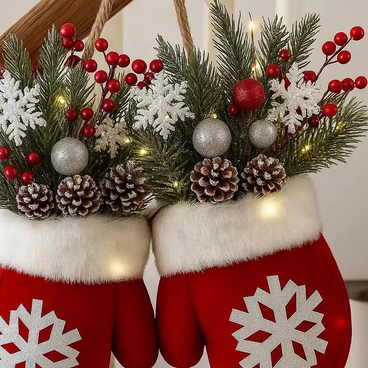 Pre-Lit Christmas Wreath - Mitten Shape with 120 LEDs & Timer for Holiday Decor 4