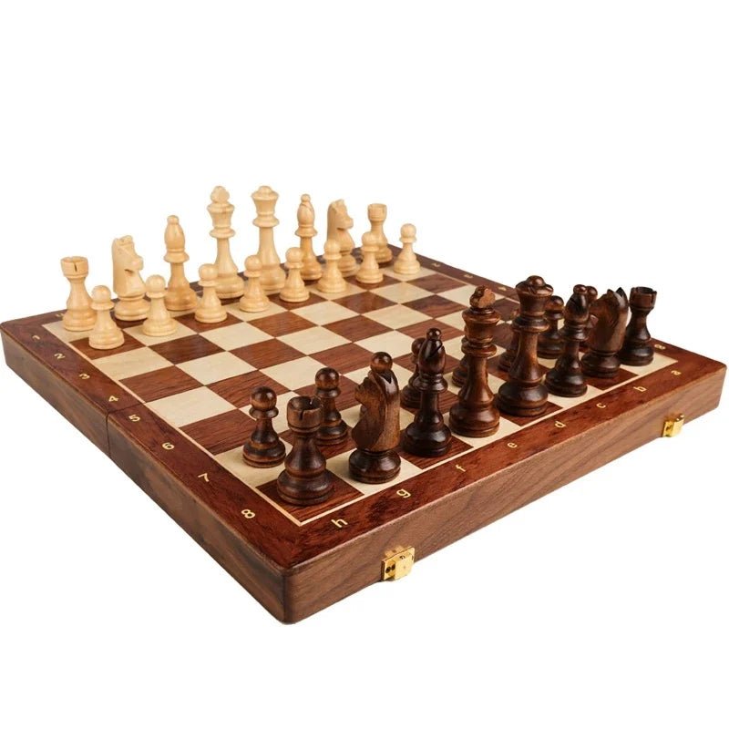 Premium Solid Wood Chess Set - Elegant Folding Chess Board for Game Night 5