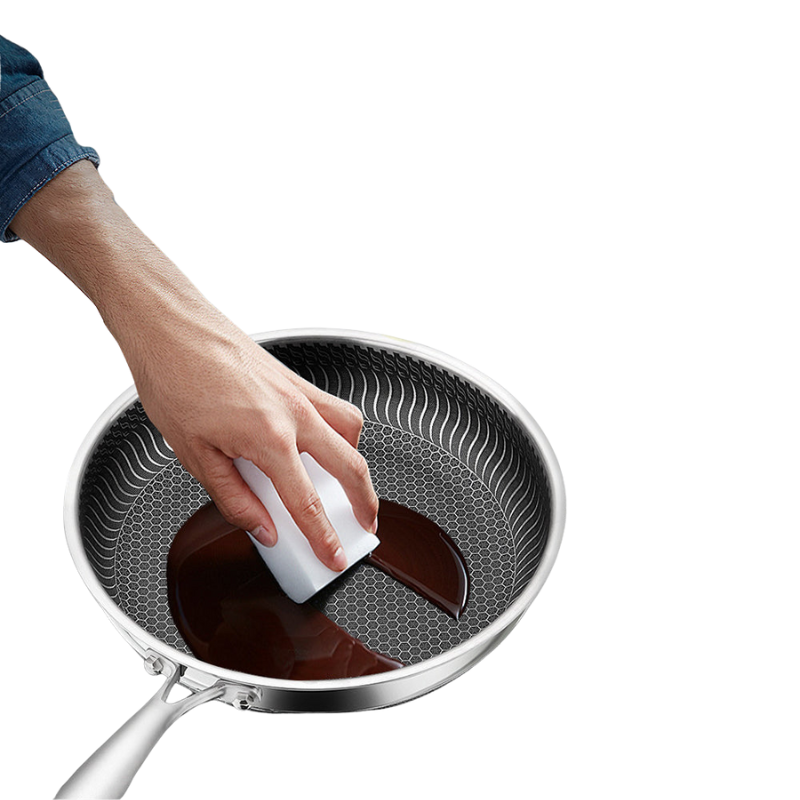 Premium Stainless Steel Frying Pan - Non Stick Skillet with Honeycomb Design for Efficient Cooking 1