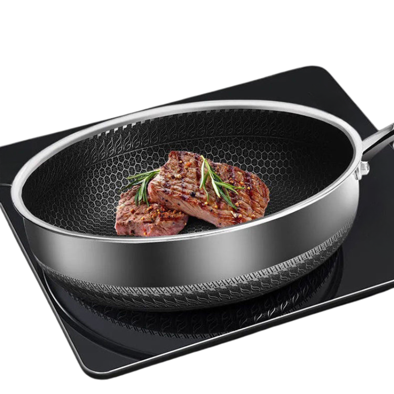 Premium Stainless Steel Frying Pan - Non Stick Skillet with Honeycomb Design for Efficient Cooking 3