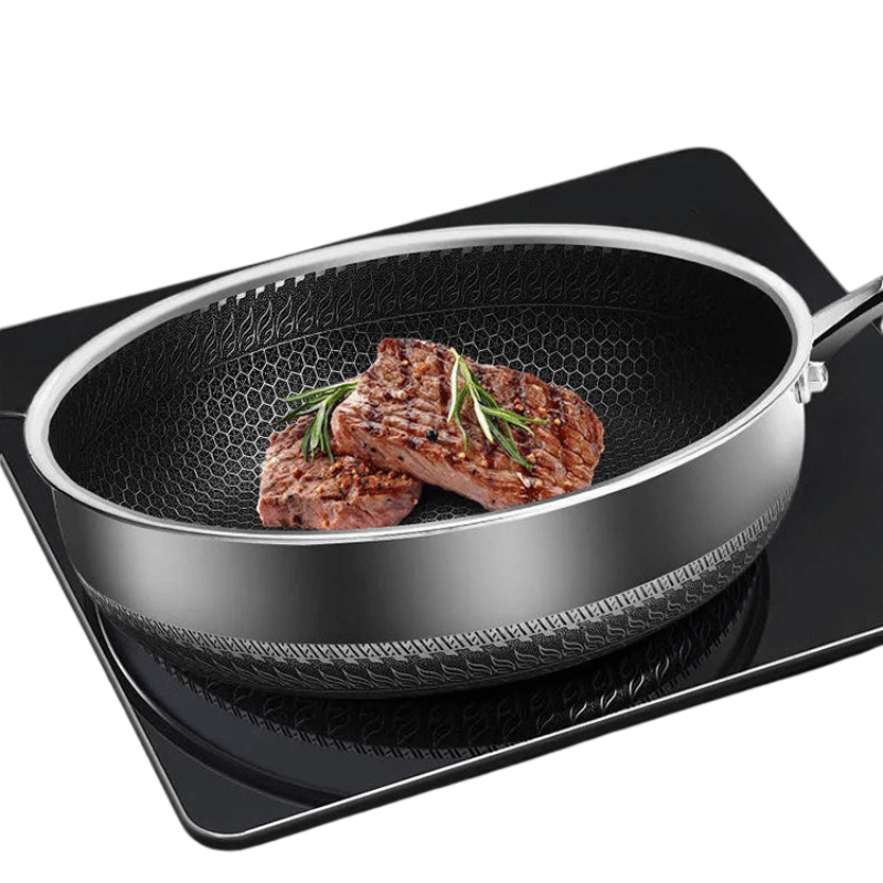 Premium Stainless Steel Frying Pan - Non Stick Skillet with Honeycomb Design for Efficient Cooking 3