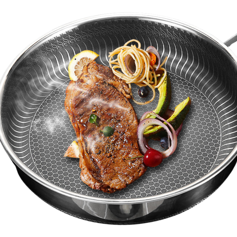 Premium Stainless Steel Frying Pan - Non Stick Skillet with Honeycomb Design for Efficient Cooking 4