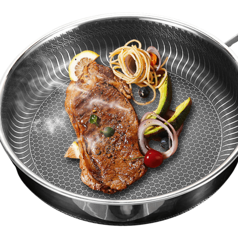 Premium Stainless Steel Frying Pan - Non Stick Skillet with Honeycomb Design for Efficient Cooking 4