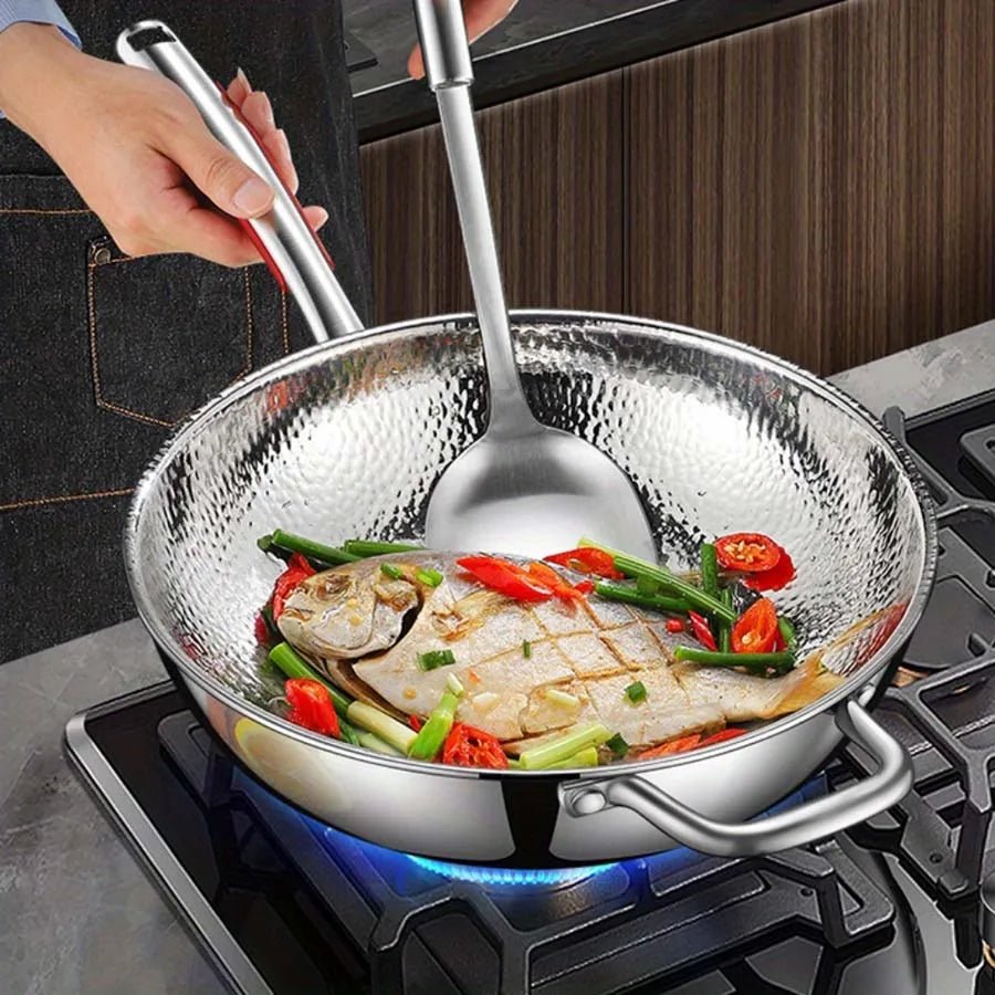 Premium Titanium Round Bottom Wok - Uncoated Non-Stick Stir-Fry Pan for Induction Cookers 1