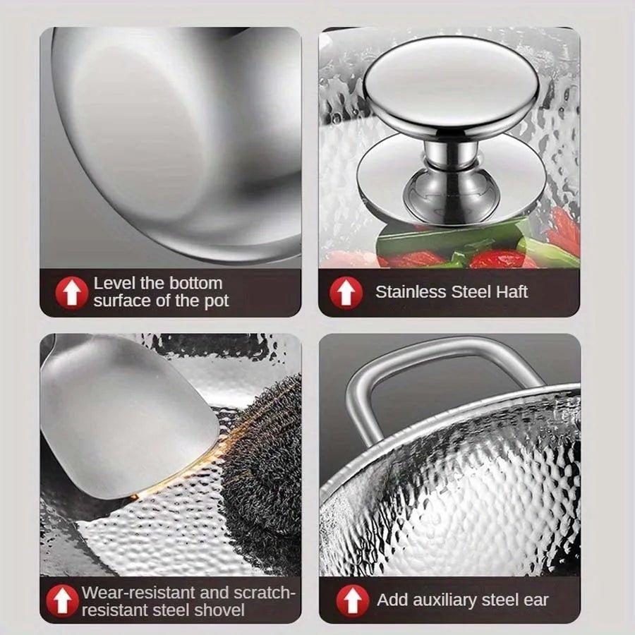 Premium Titanium Round Bottom Wok - Uncoated Non-Stick Stir-Fry Pan for Induction Cookers 4