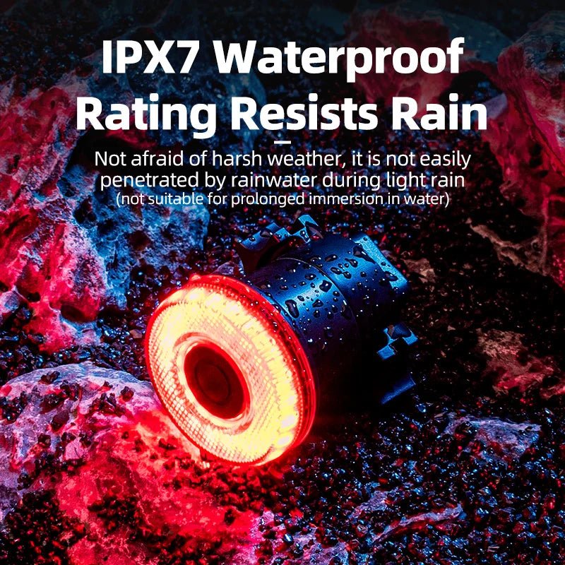 Rockbros Smart Bicycle Tail Light - IPX6 Waterproof, Type C Rechargeable Bike Light 4