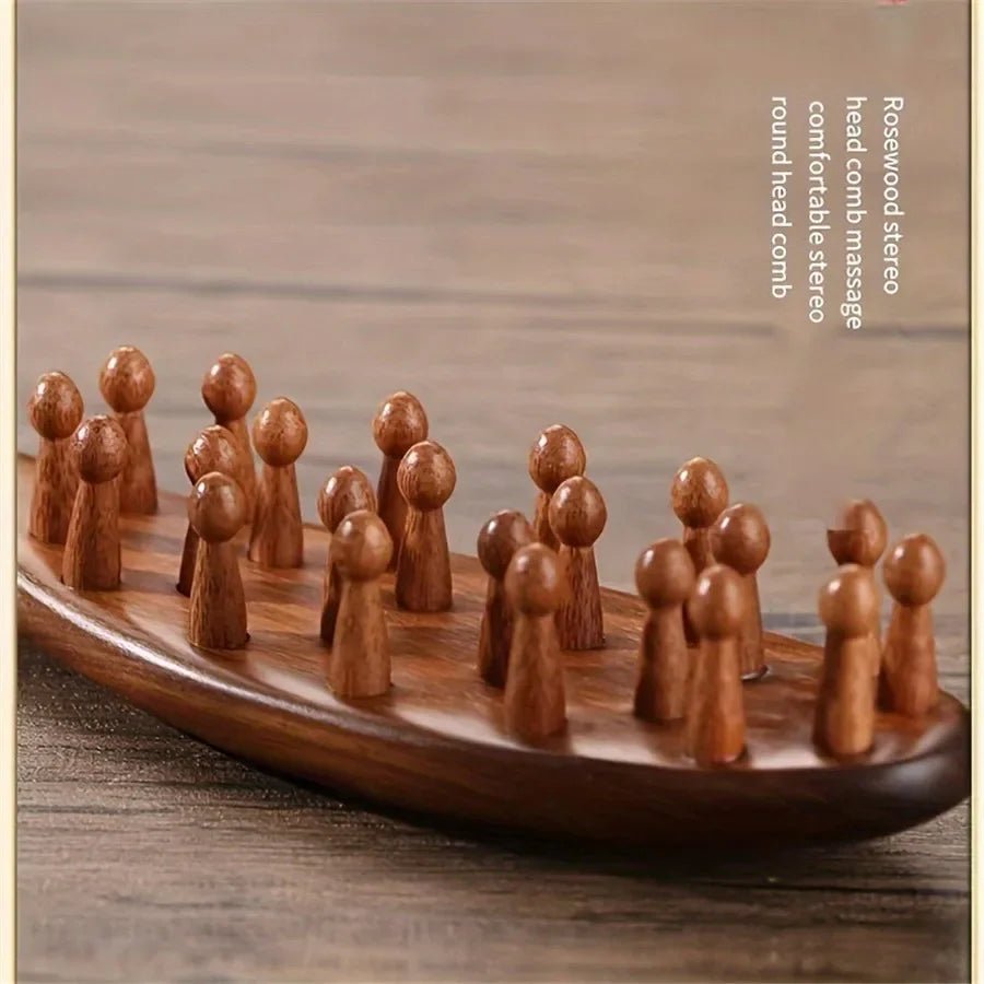 Rosewood Massage Comb - Dense Wooden Teeth for Scalp Stimulation & Pain Relief 5
