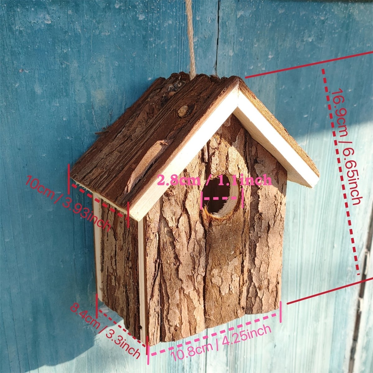 Rustic Wooden Birdhouse - Durable Ventilated Nesting Box for Garden Birds 8