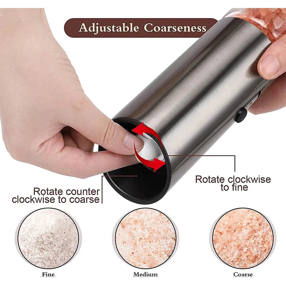 SPICEVOLT – Rechargeable Electric Pepper Grinder in Stainless Steel with Adjustable Fineness