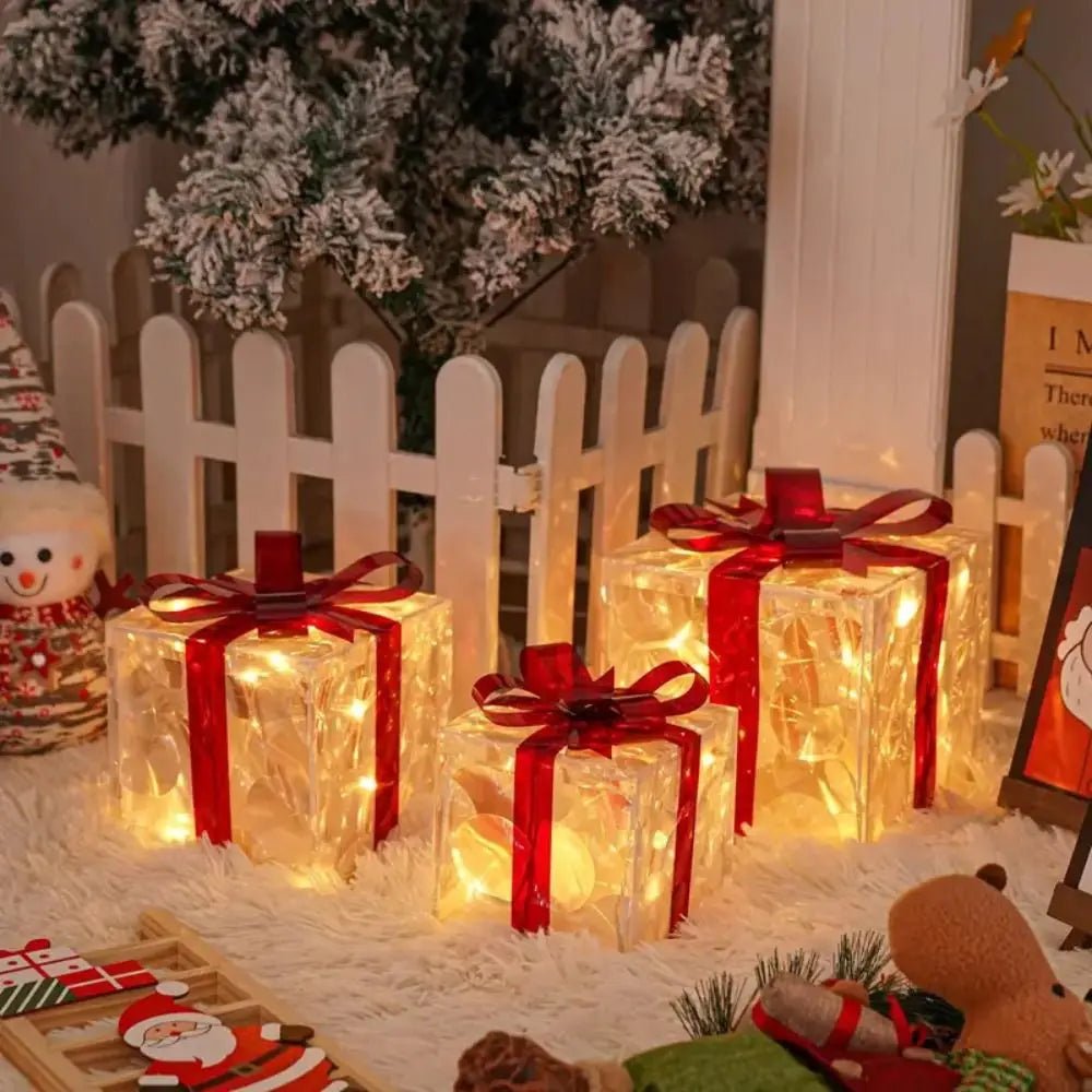 GLIMBOX – Illuminated Christmas Gift Box Ornament with 100 LED Lights for Holiday Decor