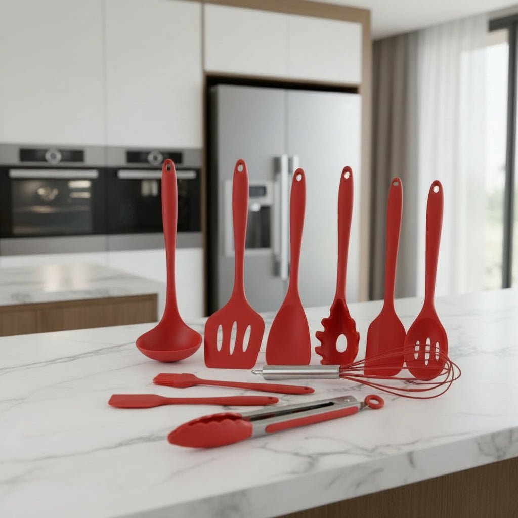 COLORFLAME UTENSILS – 10-piece non-stick silicone kitchen tool set