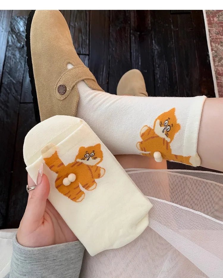 PURRSOX – Gezellige katten-thema midkousen, zacht, ademend, unisex voor comfort de hele dag door