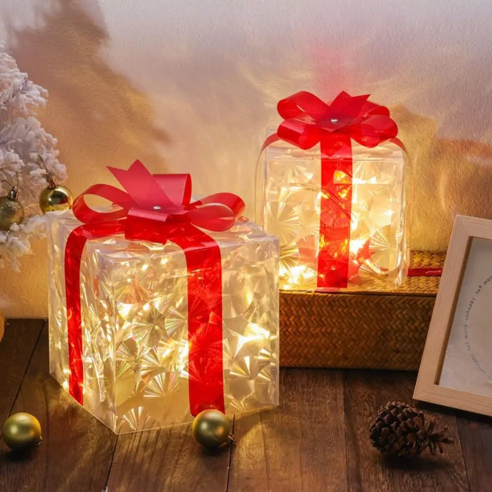GLIMBOX – Illuminated Christmas Gift Box Ornament with 100 LED Lights for Holiday Decor