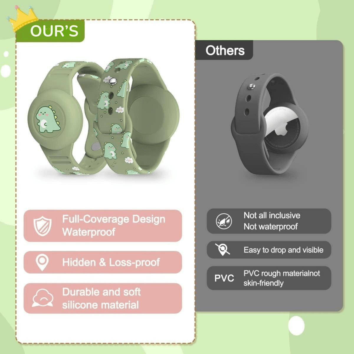 SAFESNUG – Kids’ Airtag Bracelet with Fun Dino Design 3