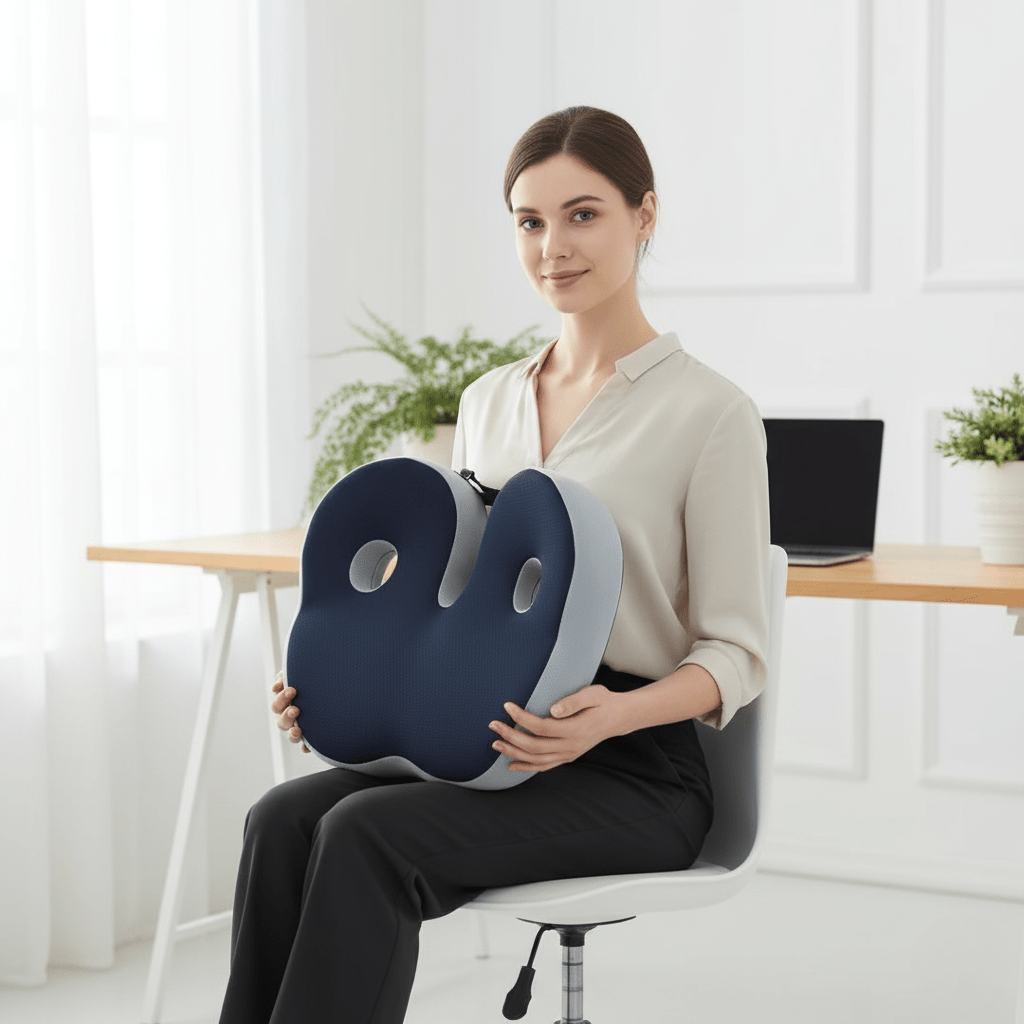SITRELIEF – Adjustable Memory Foam Seat Cushion for Tailbone & Back Support 1